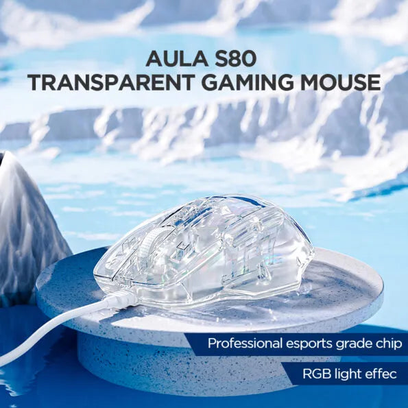 Aula Mouse S80 Gaming Mouse Transparent Wired White Aula Mouse S80 Gaming Mouse Transparent Wired White